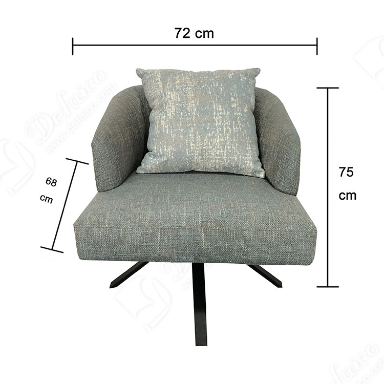 Lounge Stainless Steel Leg Tweed Swivel Linen Side Chair With Pillow