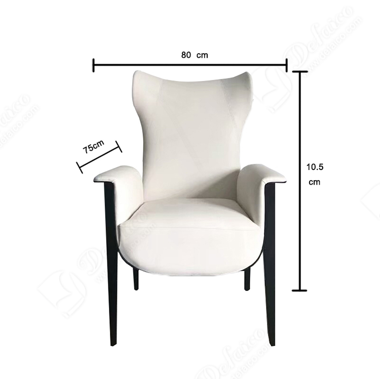 White Genuine Leather Wing Accent Modern Stainless Steel Leg Armchair