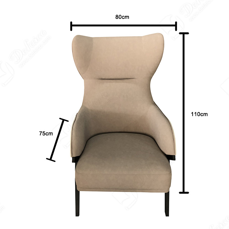 Birch Leg Luxury Modern Wing Accent Leather High Back Armchair For Living Room