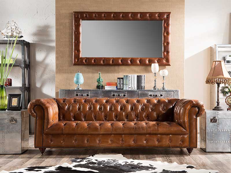 Leather Frame Rectangular Mirror