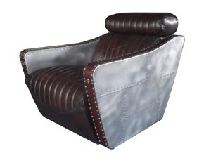 Aluminium Cover Vintage Leather Armchair