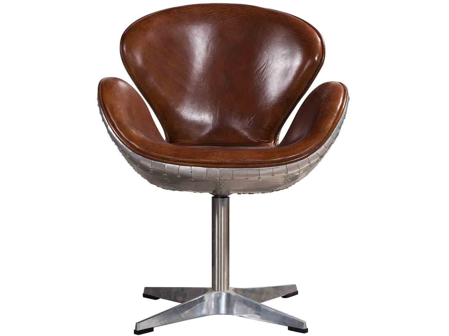 Vintage Leather Aviator Swan Chair