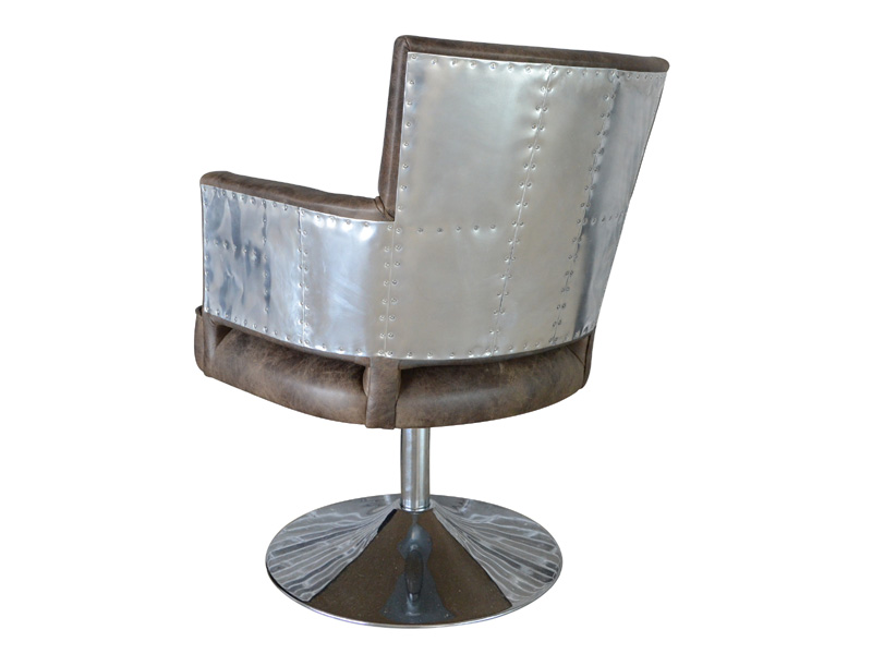 Industrial Rustic Top Grain Leather Adjustable Rolling Desk Chair