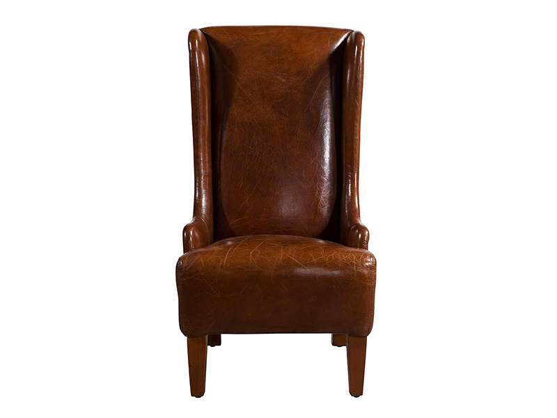 Vintage High Wing Back Leather Chair