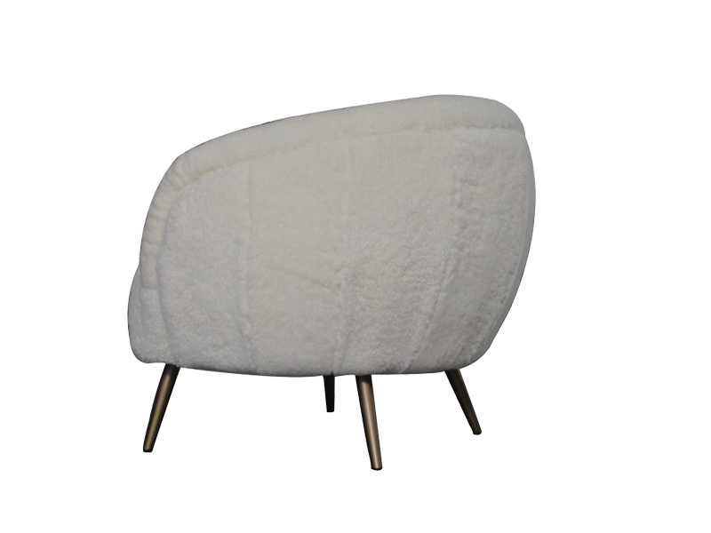White Full Wool/Leather Living Room Chair 