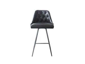 Bespoke Black Leather Bar Chair With Iron Color Use In Club Dining Room Lobby