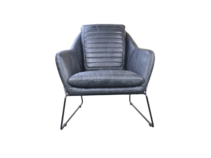 Single Leather Leisure Chair With Metal Leg And Soft Cushion 