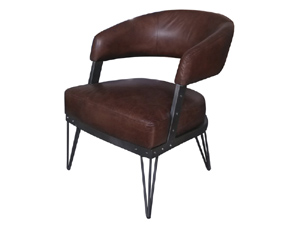 Streamline Modern Deco Tubular Chrome Chair with Antique Leather