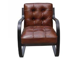 Tan Leather Armchair With Steel Frame