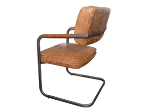 Tubular Steel Base Industrial Style Grain Leather Office Chair