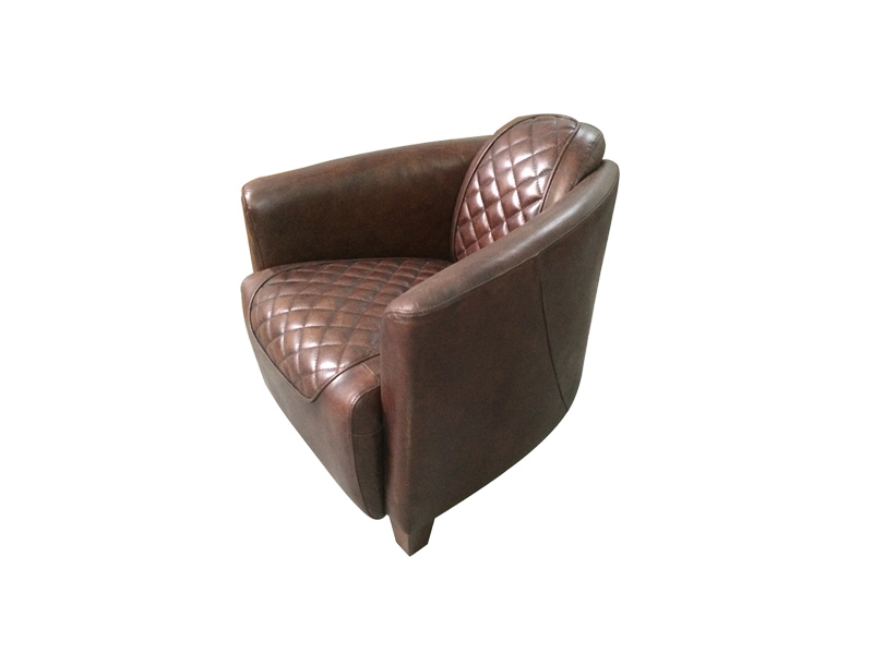 Brown Genuine Leather Single Sofa Chair With Armrest
