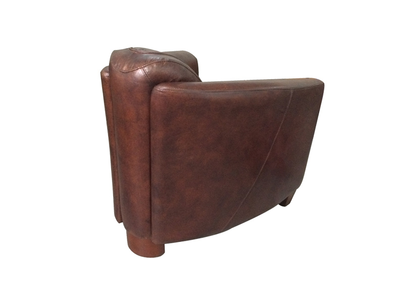 Brown Genuine Leather Single Sofa Chair With Armrest 