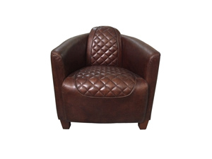 Brown Genuine Leather Single Sofa Chair With Armrest