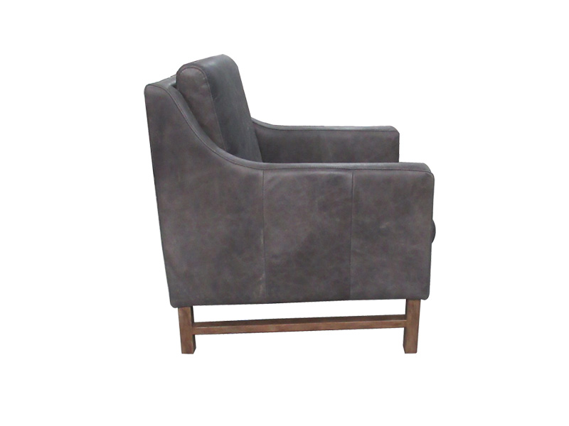 Leather Accent Chairs For Living Room With Cushion And Wood Legs