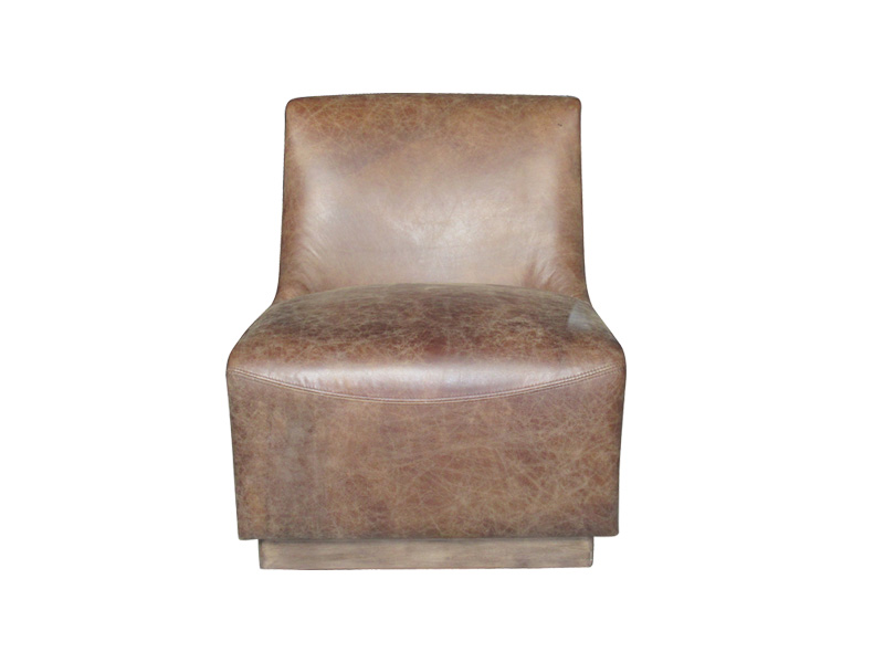 Brown Genuine Leather Single Sofa Chair Customized Antique 