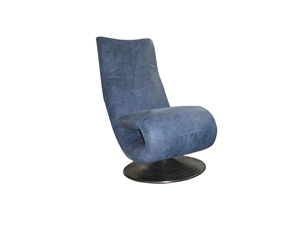 Blue Creative High Back Leather Chair With Round Base