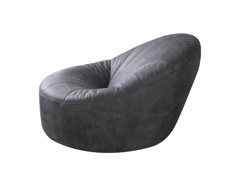 Black Leather Leisure Sofa Chair Soft And Wide Seat For Living Room Balcony Lobby