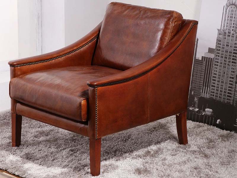 Antique Big Seating Leather Armchair