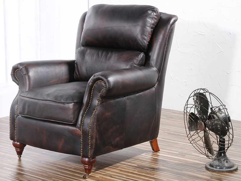 Black Leather Professor Comfy Armchair