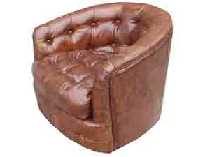 Buttoned Back Vintage Leather Swivel Chair