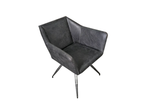 Black Creative Leisure Chair With Metal Frame And Leather Seat 