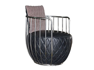 Distressed Vintage Cow Leather Caged Aviation Chair
