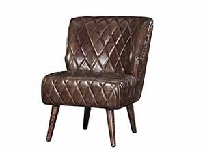 Diamond Back and Seat Vintage Leather Dinning Chair