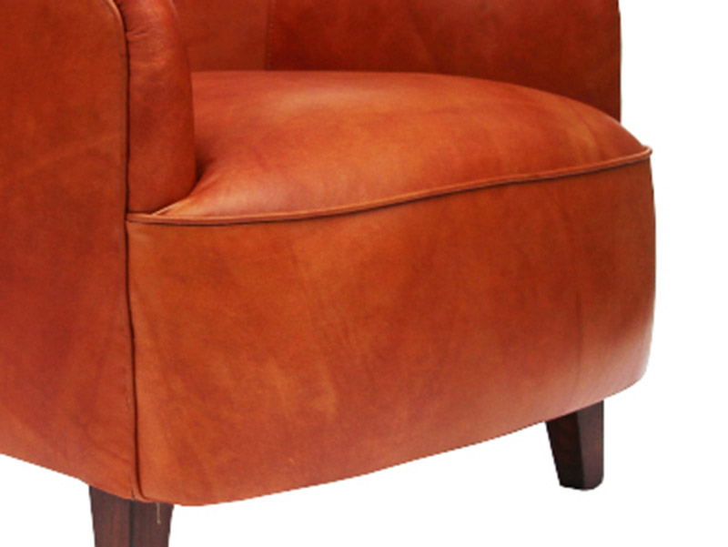 Luxury Wood Leg Brown Top Leather Chair