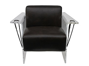 Luxury Black Cow Leather Modern Acrylic Armchair 