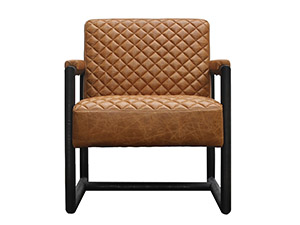 Metal Frame Diamond Stitched Top Grain Leather Chair