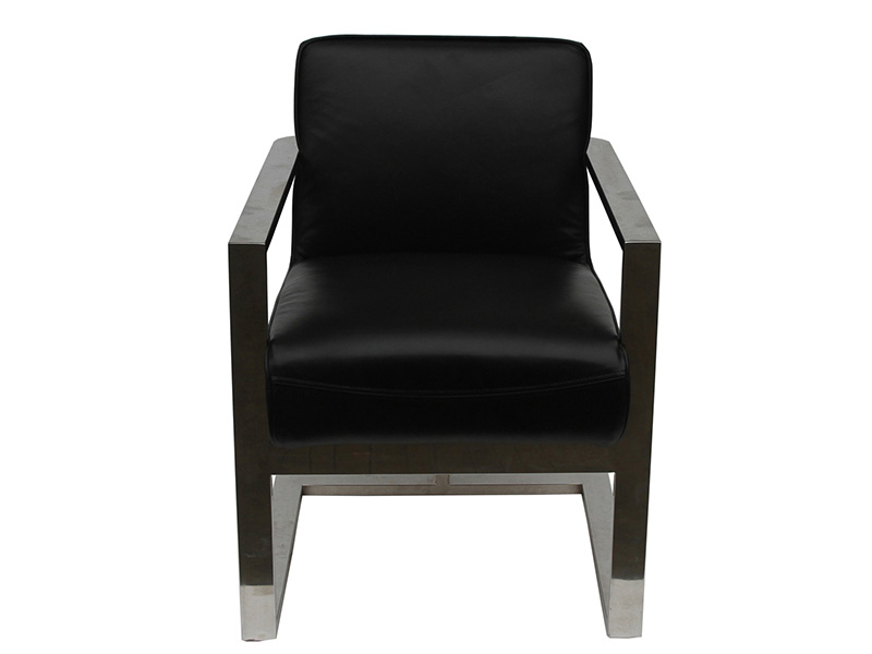 Stainless Steel Base Black Vintage Leather Chair for Hotel