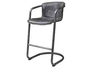 Gray Vintage Leather Industrial High Stool 