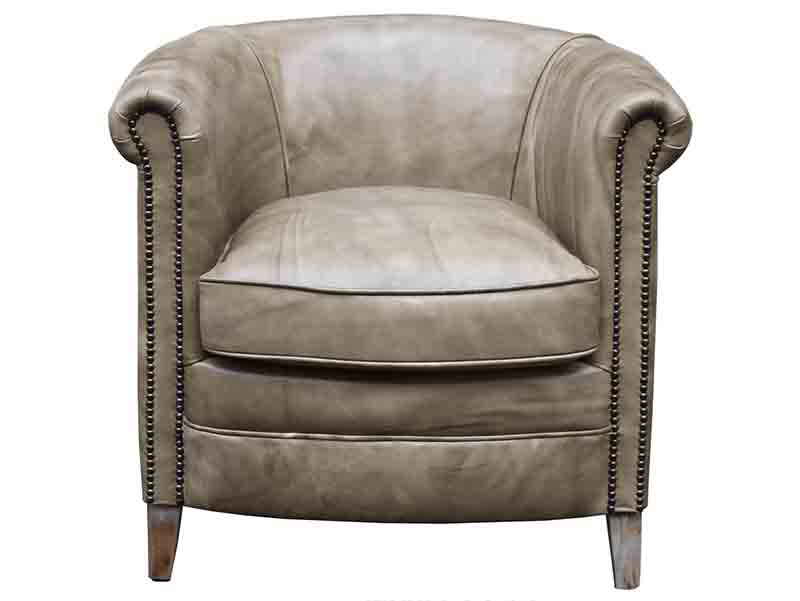 Grey Vintage Leather Tub Chair