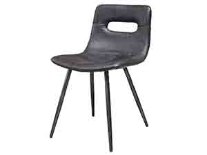 Iron Tapering Legs Gray Vintage Leather Chair