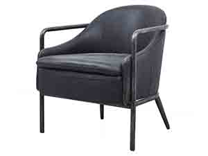 Iron Tube Arm Vintage Gray Leather Chair