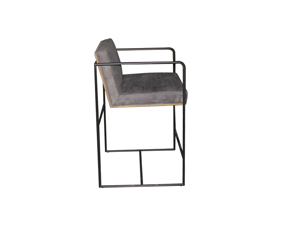 Grey Leather Seat And Metal Frame Bar Chair