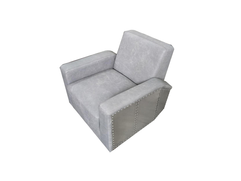 Grey Leather Chair Soft Cushion And Aluminium Back