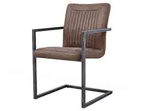Metal Base Antique Tan Leather Chair