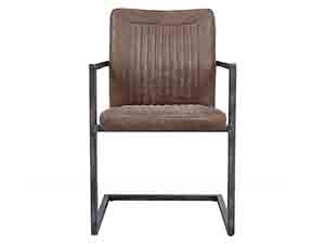 Metal Base Antique Tan Leather Chair