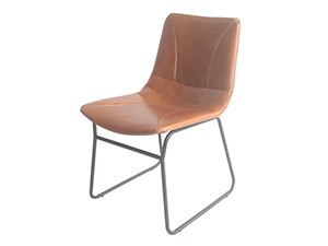 Metal Frame Industrial Vintage Top Grain Leather Chair