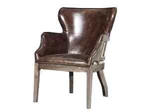 Solid Wood Legs Vintage Leather Chair