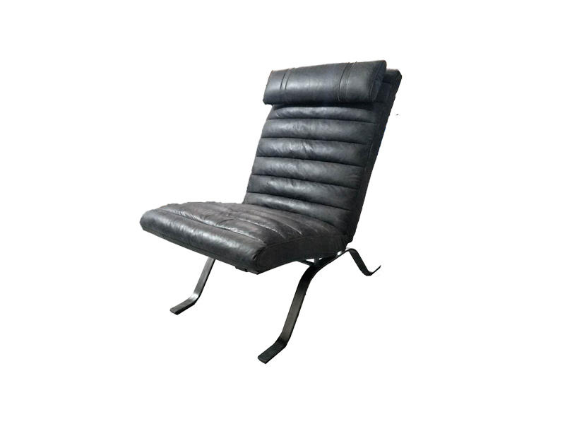 Black Leisure High Back Leather Chair With High Quailty Cushion And Headrest