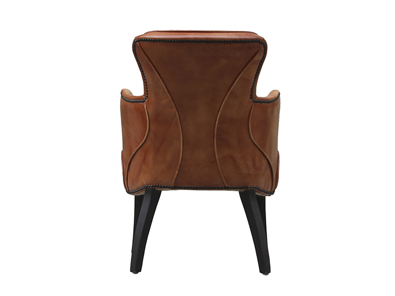 Vintage Leather Chair With Solid Wood Legs
