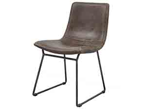 Vintage Tan Leather Iron Base Dining Chair