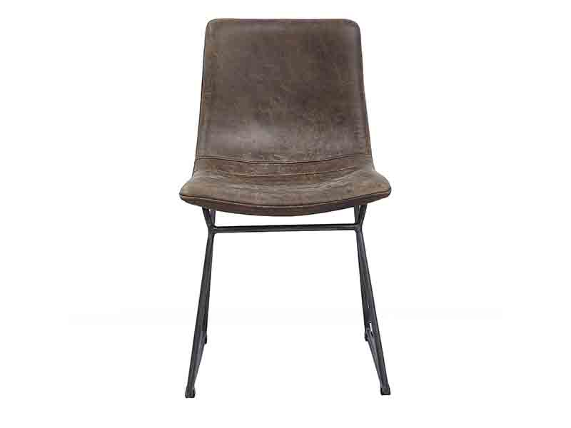 Vintage Tan Leather Iron Base Dining Chair
