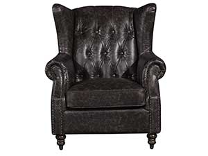 Wing Back Vintage Leather Black Chair