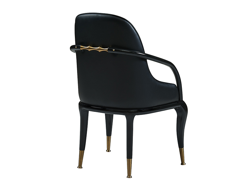 High End Luxury Dining Chair with Brass Footrest