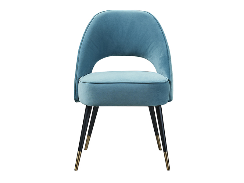 Metal Leg Blue Velvet Restaurant Chair