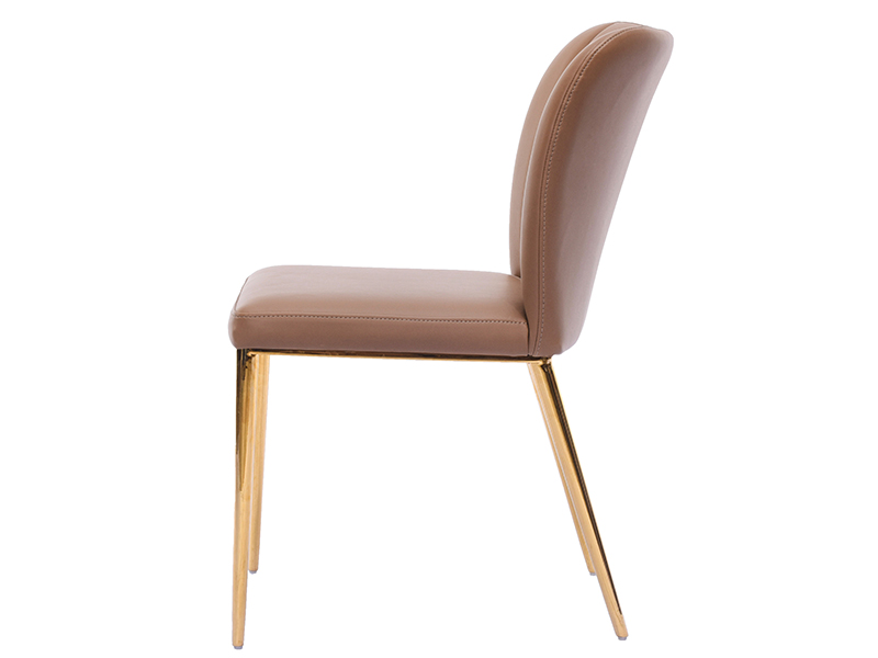 Luxury Brushed Gold Legs Leather Dining Chair