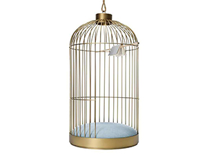 Gold Plated Stainless Steel Birdcage Chair Hanging Velvet Seat Chair